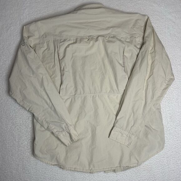 Wrangler L Fishing Outdoors Button Down Pockets Roll Tab Cream Long Sleeve - Picture 2 of 9